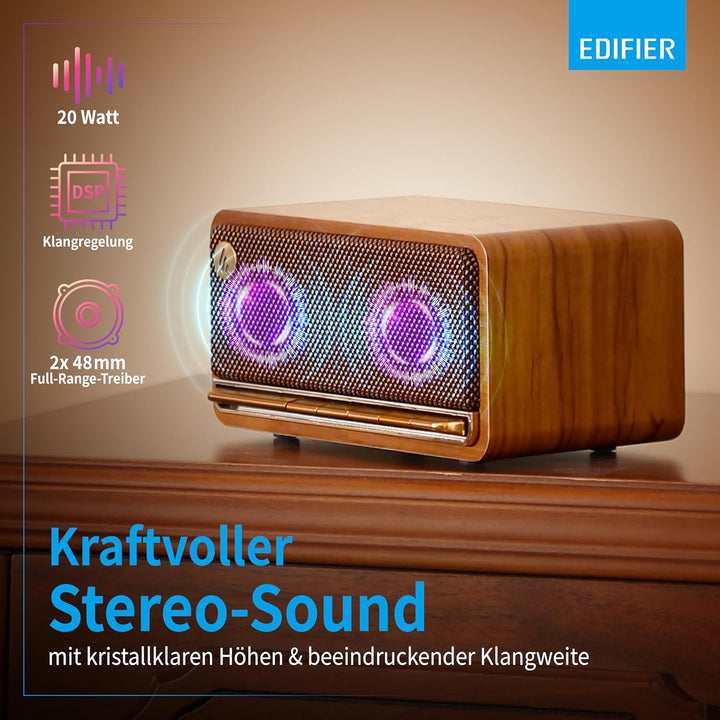 Edifier MP230 - Tragbarer Bluetooth-Lautsprecher im Retro-Design, kabellos. Wiedergabe über Bluetoot