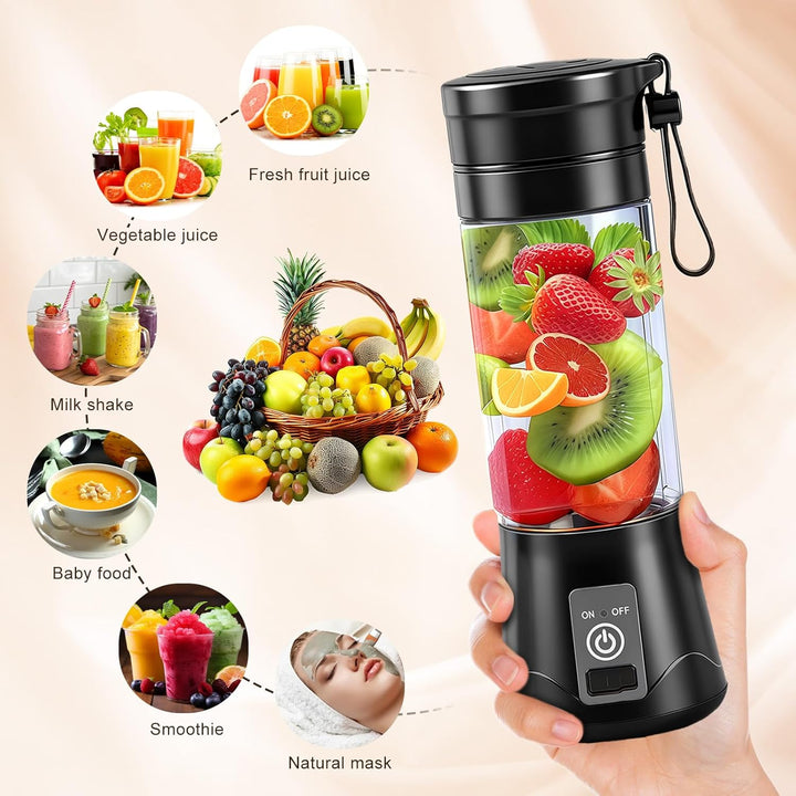 380ML Tragbarer Mixer, Elektrischer USB-Entsafter, Smoothie Maker to go, Mini-Mixer für Shakes und S