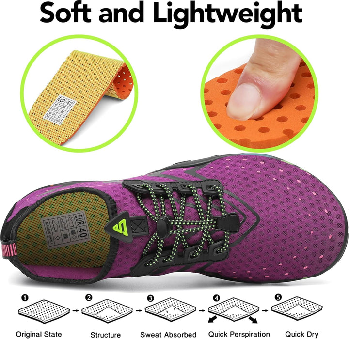 SAGUARO Badeschuhe Strandschuhe Aquaschuhe Wasserschuhe Surfschuhe Schwimmschuhe für Damen Herren Ki