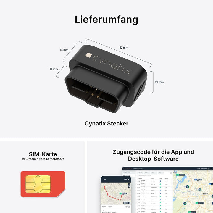 Cynatix GPS Tracker 1-Jahres-Komplettpaket ohne ABO für Auto, LKW, Transporter, Wohnmobil mit Echtze