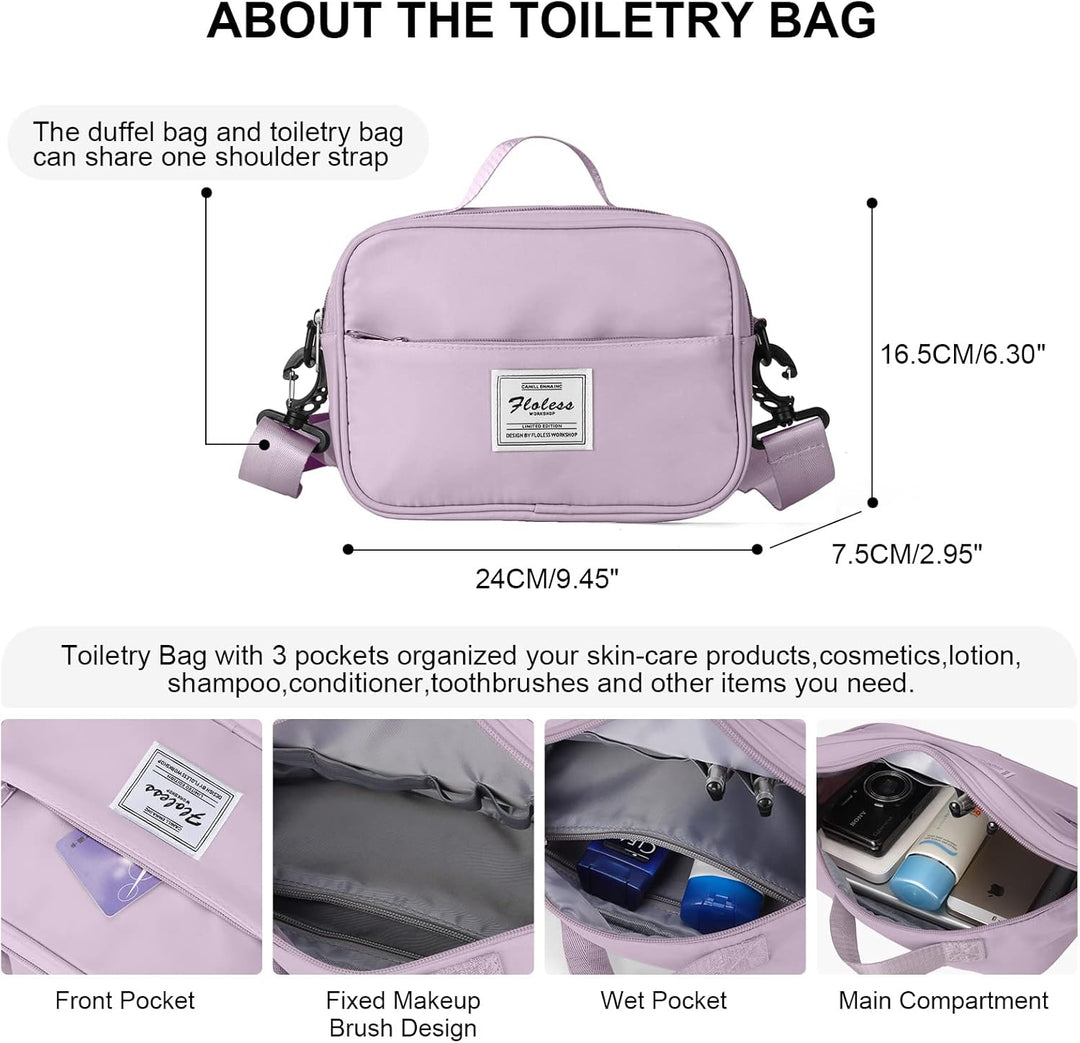 Reisetasche Damen Sporttasche mit Kulturbeutel 40x20x25 Ryanair Handgepäck Tasche Weekender Bag Schw