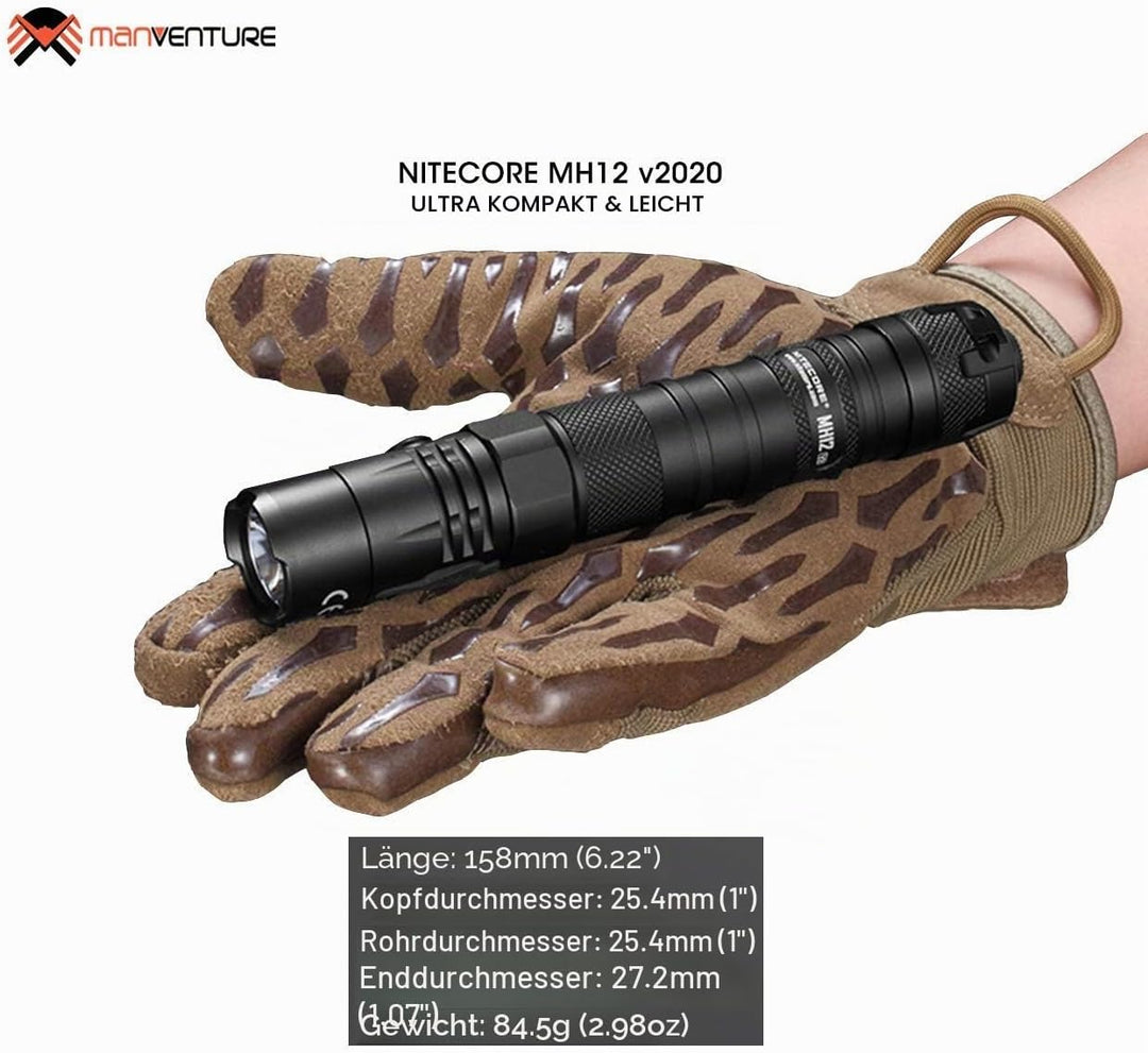 Nitecore MH12 V2 taktische Lampe – 1200 Lumen Taschenlampe wiederaufladbar – IP68 wasserdicht (21700