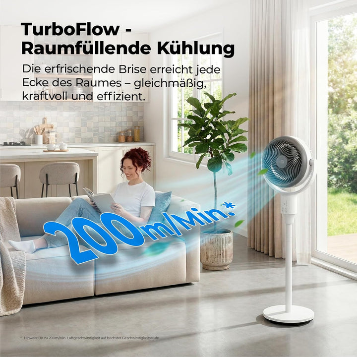 aeco AirX Duo 2in1 Tischventilator & Standventilator mit Fernbedienung | 61-118 cm Höhe | 135° + 85°
