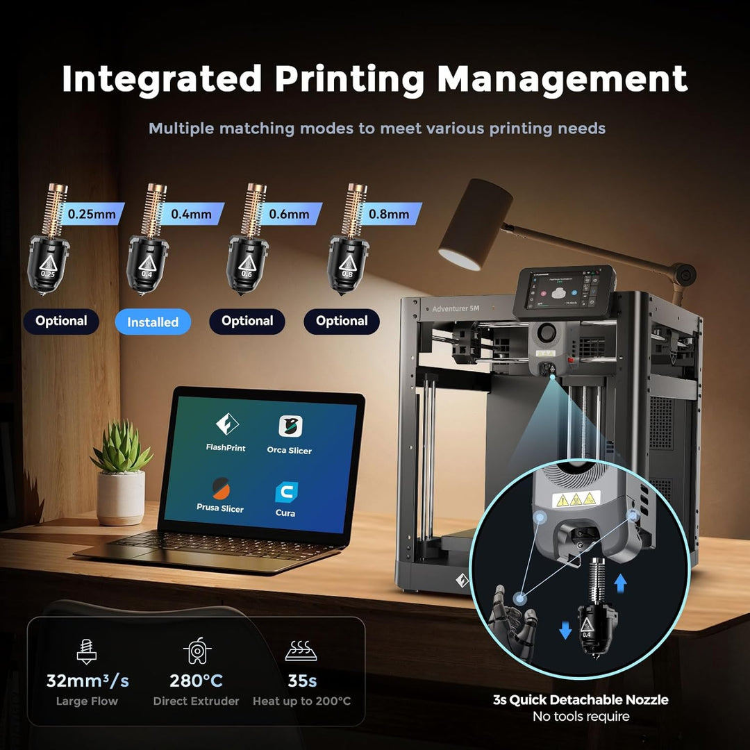 FLASHFORGE Adventurer 5M 3D-Drucker,600mm/s Hochgeschwindigkeitsdruck,12X Schneller mit automatische