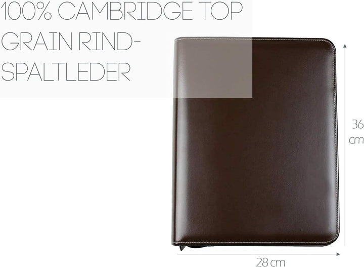 DELMON VARONE - Personalisierbare Tablet &amp; Smartphone Schreibmappe DIN A4 XXL Cambridge Top Grain Le