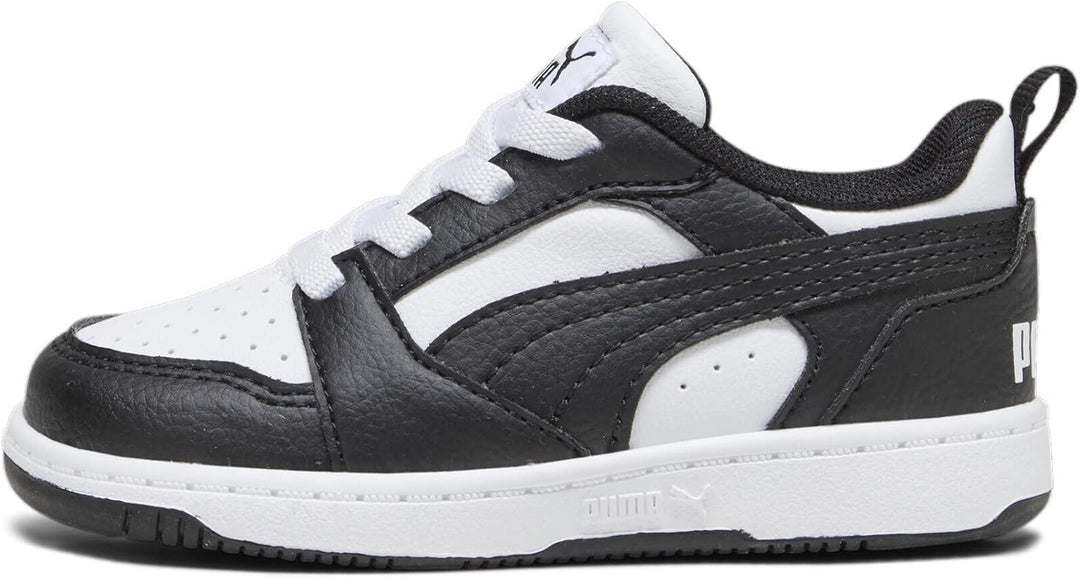 PUMA Unisex Kinder Rebound V6 Lo Jr Sneaker 35.5 EU Puma White Puma Black, 35.5 EU Puma White Puma B