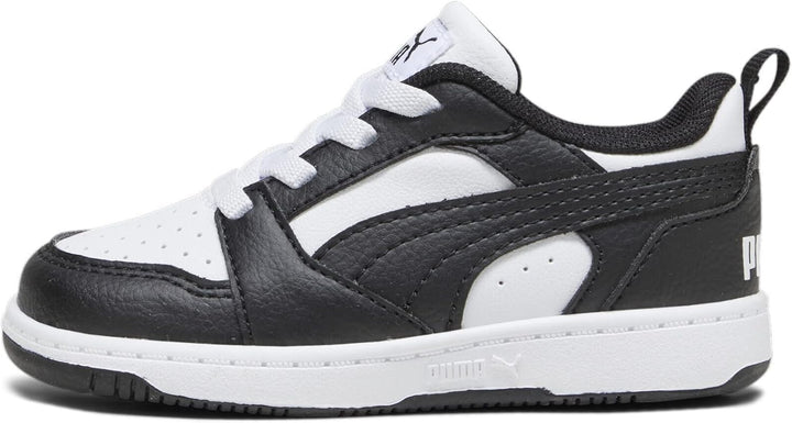 PUMA Unisex Kinder Rebound V6 Lo Jr Sneaker 35.5 EU Puma White Puma Black, 35.5 EU Puma White Puma B