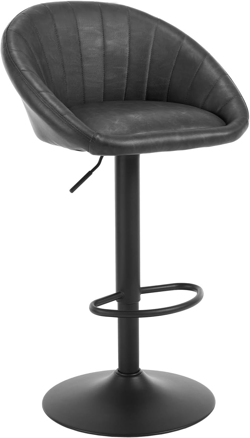 WOLTU Barhocker 2er Set, Barstuhl Höhenverstellbar, PU-Bezug, Anthrazit | Drehbarer Bar Stool mit Rü