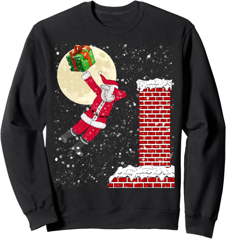 Christmas Chimney Dunk Basketball Gift Dabbing Santa Sweatshirt