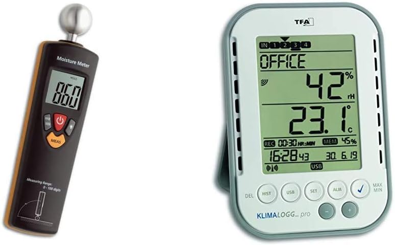 TFA Dostmann Humidcheck Contact, Materialfeuchtemessgerät, 30.5503, ideal für die Baustelle & Klimal