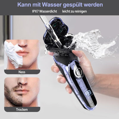 Rasierer Herren elektrisch Elektrorasierer Shaver, 5in1 Rotationsrasierer Präzisionstrimmer IPX7 Ele