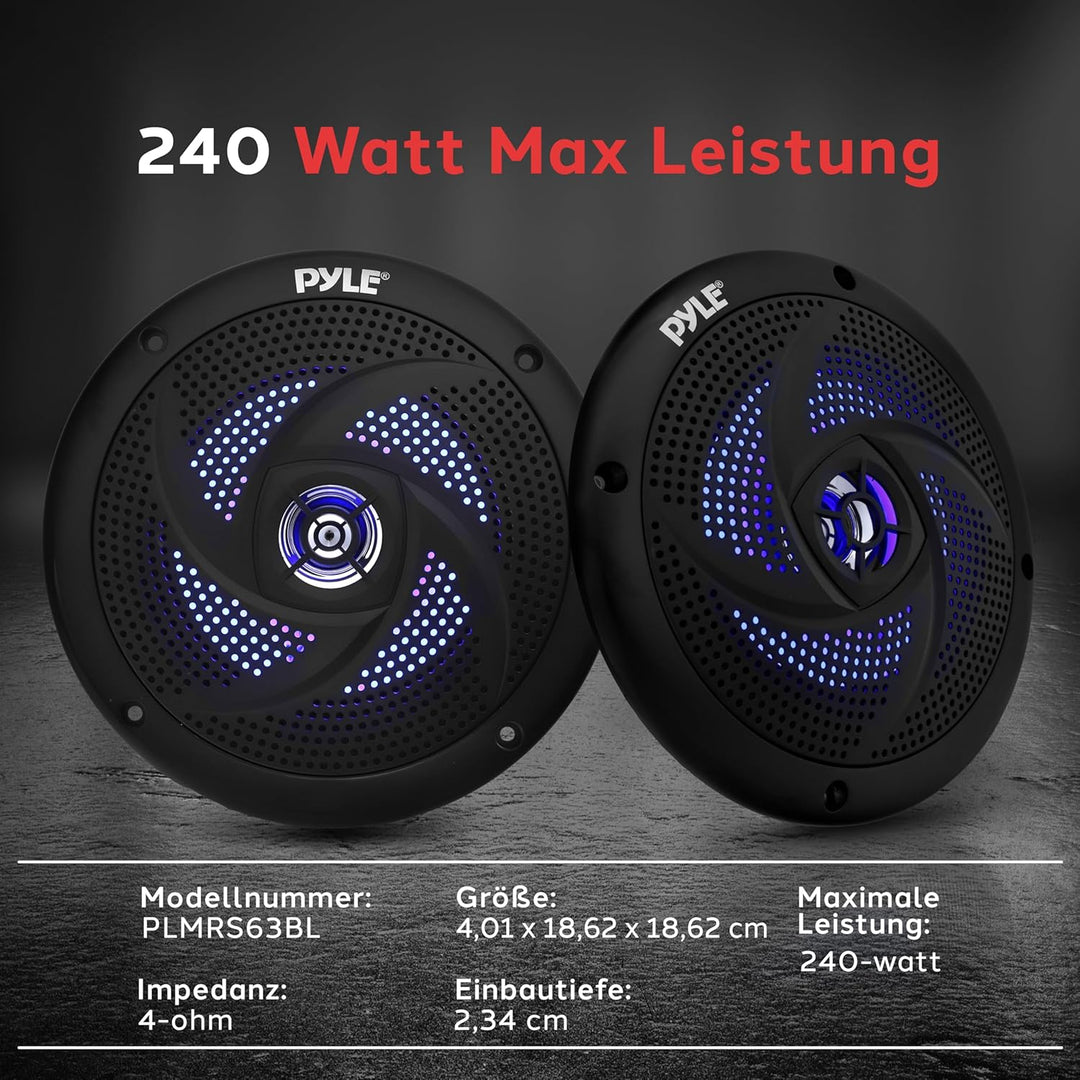 Pyle Marine PLMRS63BL Lautsprecher, wasserdicht, 16,5 cm, flaches Design, Wakeboard-Turm, wetterfest