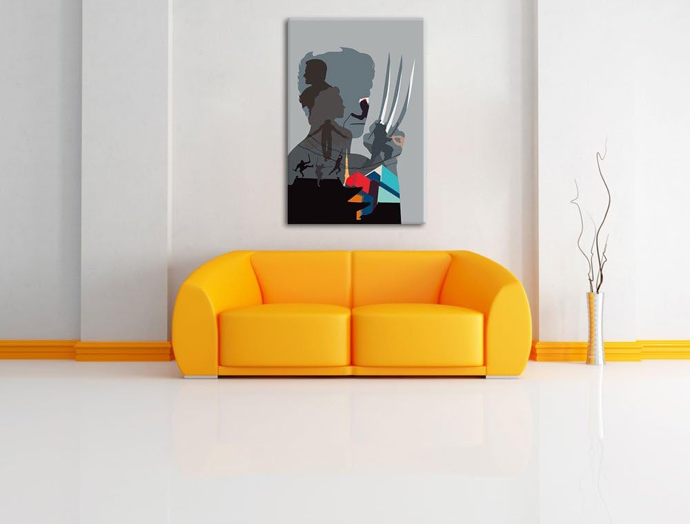 Pixxprint Wolverine Format: 100x70 auf Leinwand, XXL riesige Bilder fertig gerahmt mit Keilrahmen, K