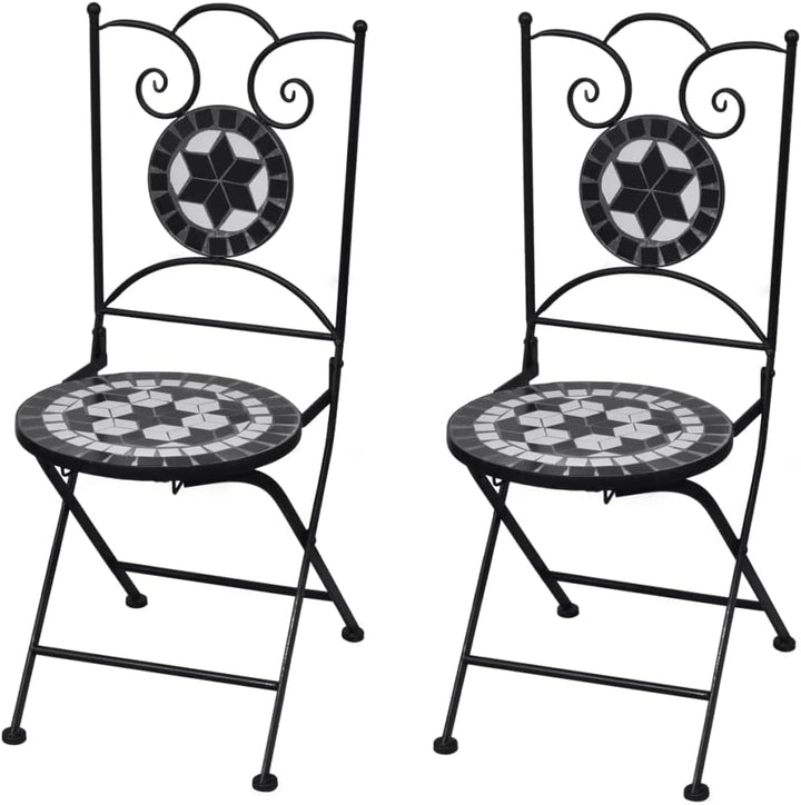homiuse 37x44x89 cm Bistrostühle Klappbar 2 STK. Keramik Schwarz und Weiss Esszimmerstuhl Klappstuhl