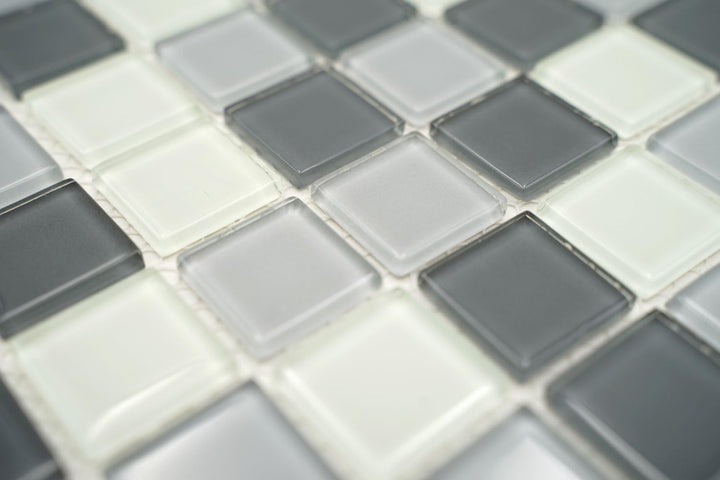 Mosaik Quadrat Crystal mix grau Glasmosaik Transluzent Transparent 3D Fliesenspiegel, Mosaikstein Fo