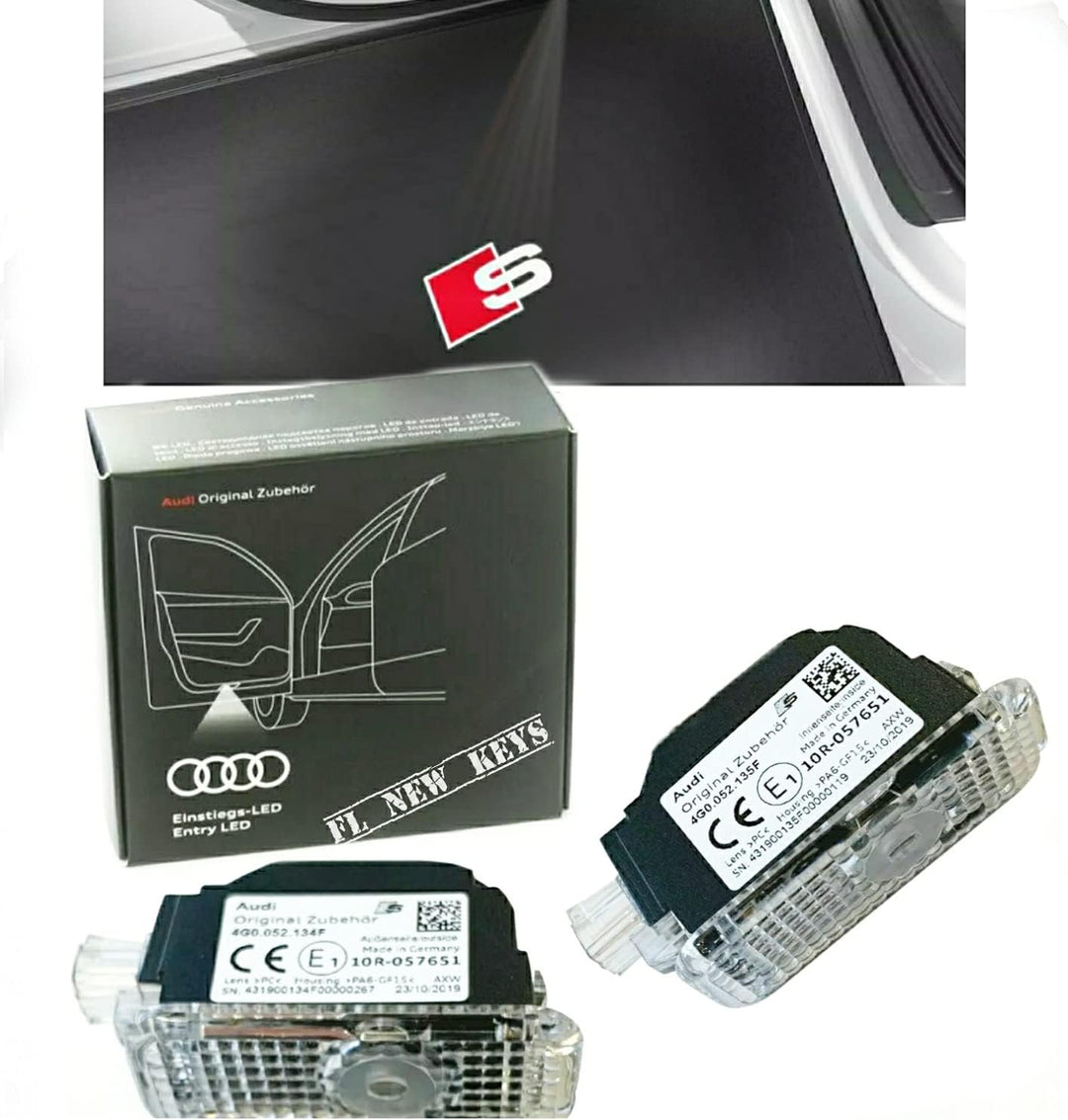 Audi 4G0052133J Einstiegsleuchten LED Projektor S-Logo Raute Einstiegsbeleuchtung Projektion, rot/we