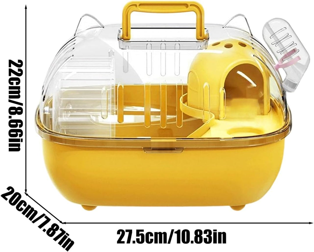 Reise-Hamsterkäfig, tragbare Hamster-Tragetasche, kleine Haustier-Reisetasche mit transparenter Ober
