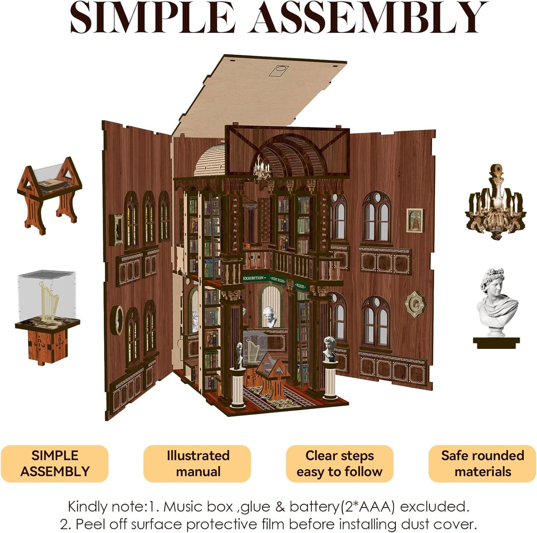 LUMYCE Book Nook Kit für Erwachsene Holzpuzzle DIY Miniatur Haus 3D Puppenhaus - Buchstütze für Büch