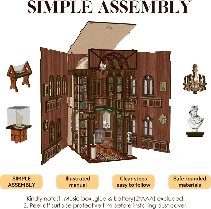 LUMYCE Book Nook Kit für Erwachsene Holzpuzzle DIY Miniatur Haus 3D Puppenhaus - Buchstütze für Büch