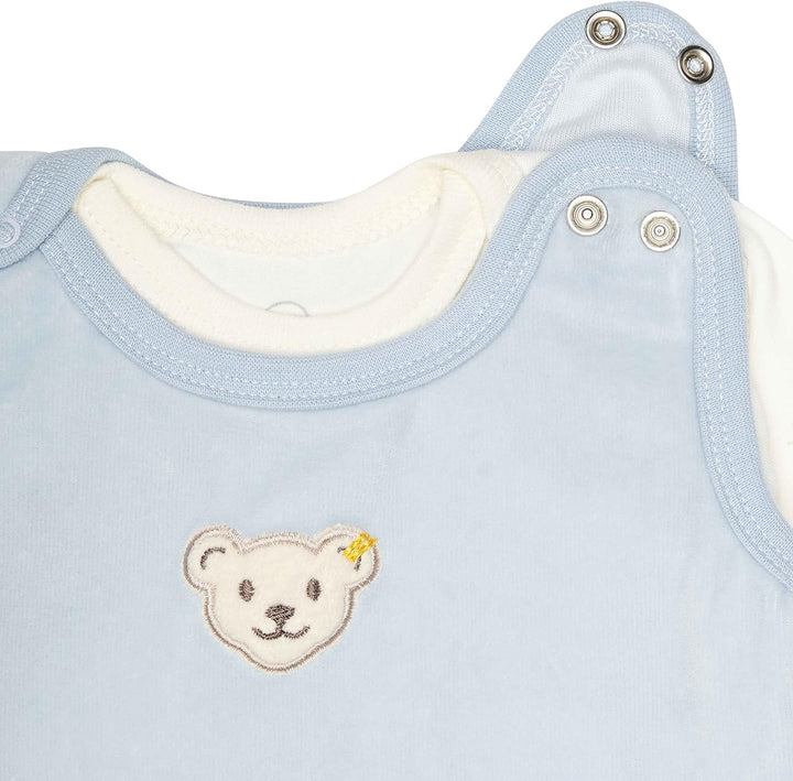 Steiff Unisex Baby Set Strampler mit Fuss + T-Shirt Langarm Kleinkind-Schlafanzüge 74 Celestial Blue