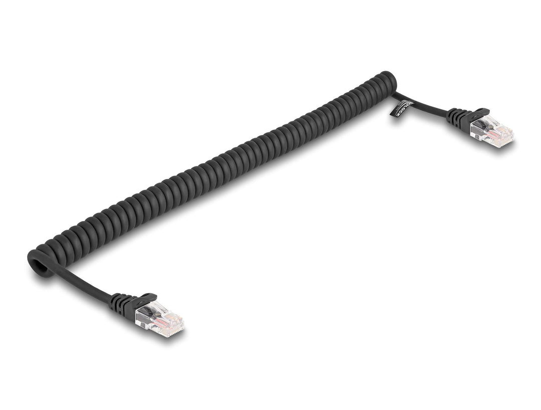 DeLOCK RJ45 Spiralkabel Stecker zu Stecker Cat.5e 1 m schwarz