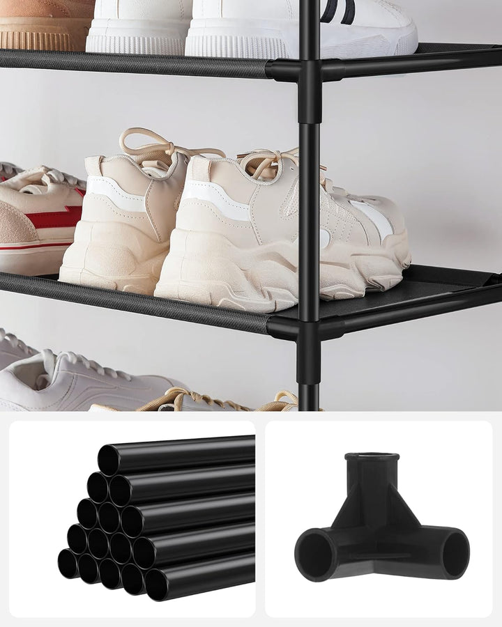 SONGMICS Schuhregal, 5 Ebenen, Schuhablage, Schuhaufbewahrung, schmal, 28 x 45 x 89 cm, Metallgestel