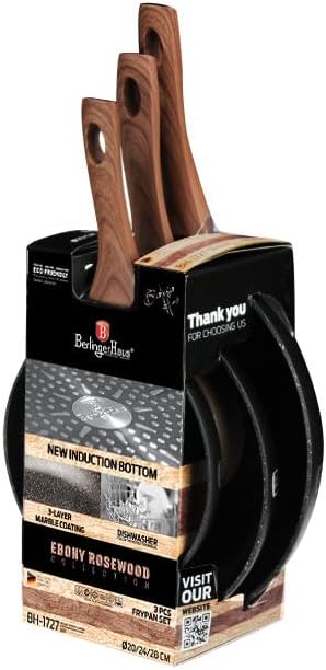 Berlingerhaus Bratpfannen-Set 3-tlg. Ebenholz Klein Schwarz, Klein Schwarz