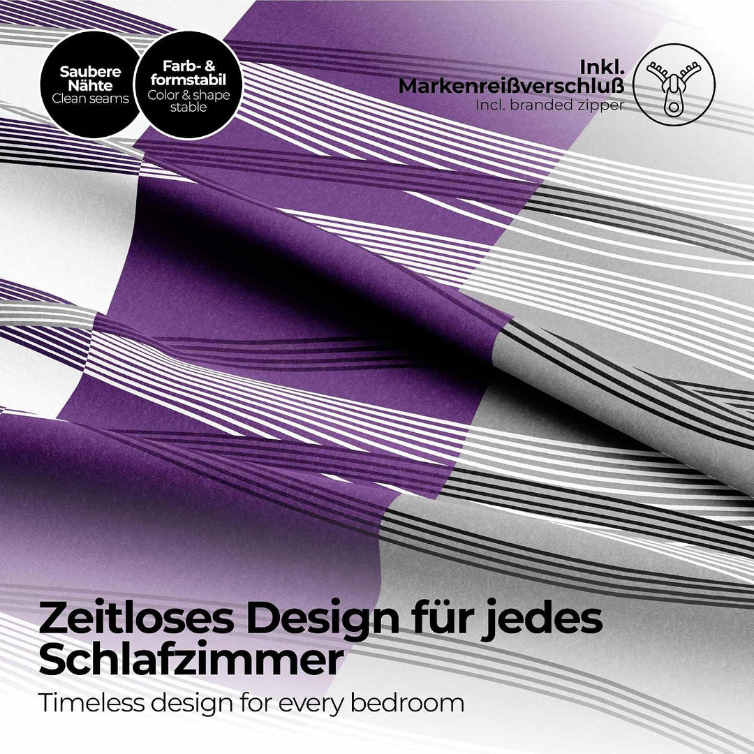 etérea Seersucker Bettwäsche 200x200 cm - bügelfreies Bettwäsche Set mit Kissen - Microfaser Satin n