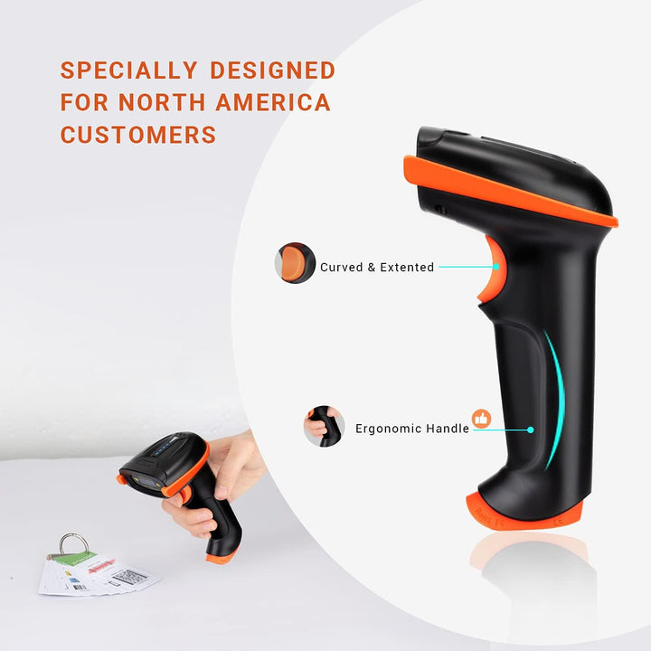 Tera Kabelloser Handheld-Barcode-Scanner 1D Laser Wireless und USB-Wired mit Akkustandsanzeige, Extr