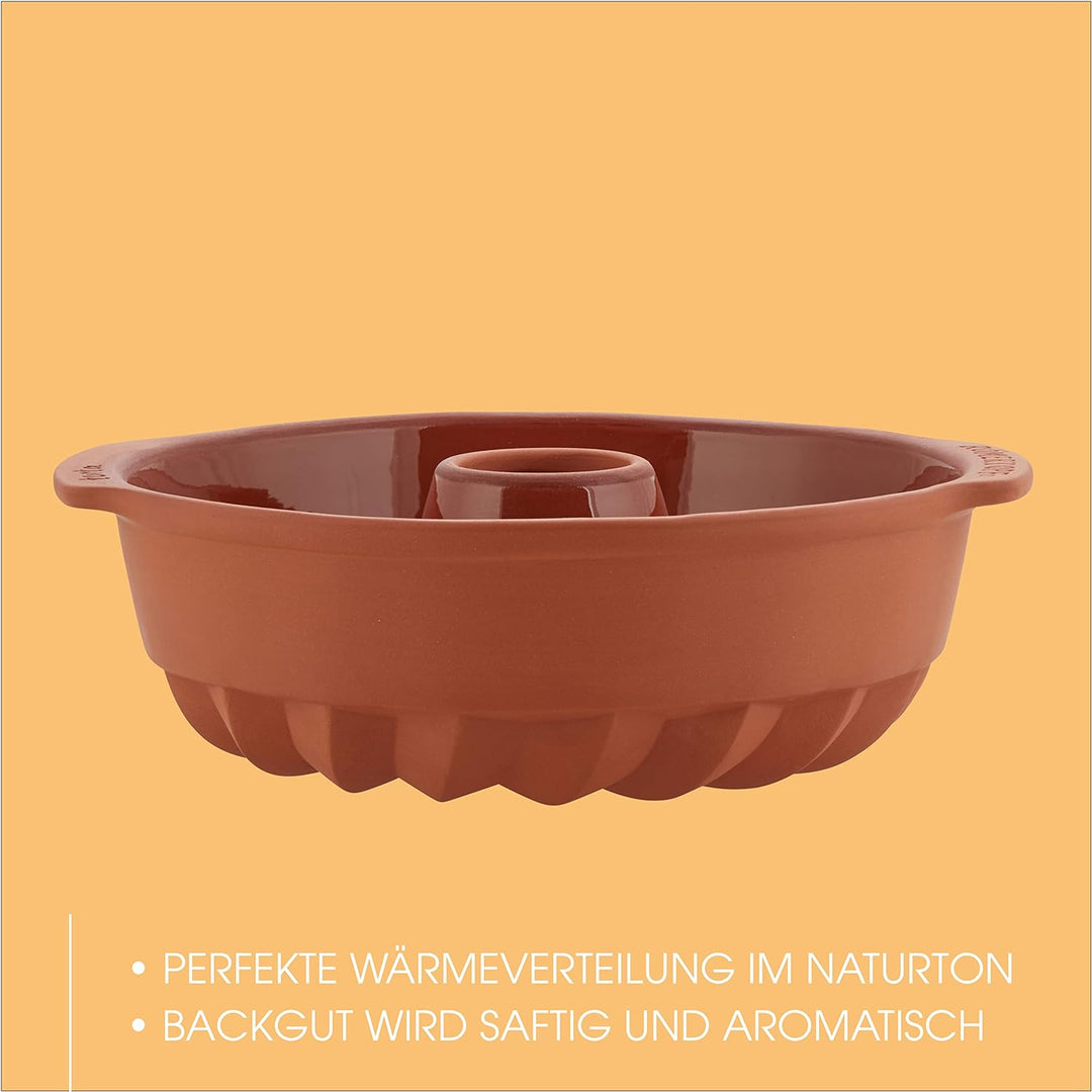 Römertopf Kuchenform Kranz Keramikform aus Naturton Ø 27,5cm 27,5 cm Kranz Form, 27,5 cm Kranz Form