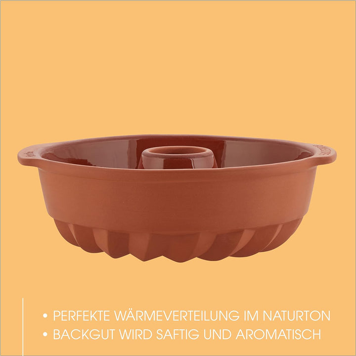 Römertopf Kuchenform Kranz Keramikform aus Naturton Ø 27,5cm 27,5 cm Kranz Form, 27,5 cm Kranz Form