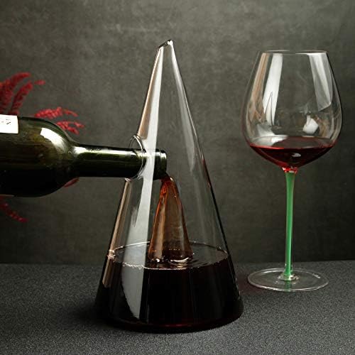 AWANG Einfache Persönlichkeit Pyramid Glaskaraffe Nordic Wasserfall Rotwein Cone Decanter (750ML), 7