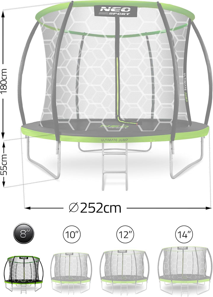 Neo-Sport Trampolin Outdoor Kinder Gartentrampolin Sicherheitsnetz Innen Leiter Gepolsterte Stangen
