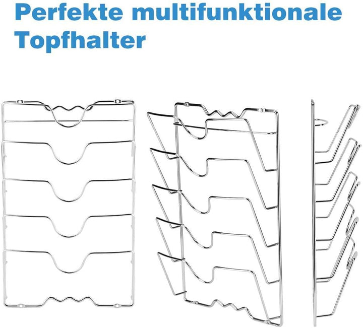 Ejoyous Topfdeckelhalter, 5 Töpfe/Pfannendeckel Wand-/Türmontage Topf- und Deckelhalter Küchenschran