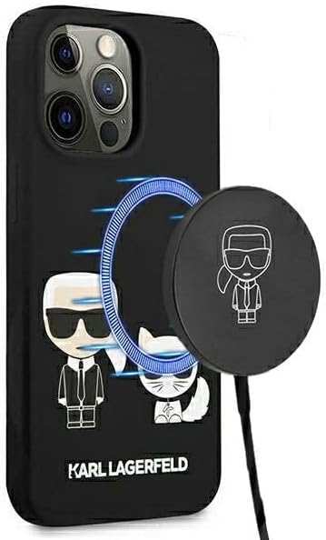 Karl Lagerfeld KLHMP13LSSKCK Hülle für iPhone 13 Pro / 13 6,1" schwarz Silicone Karl &amp; Choupette Mag