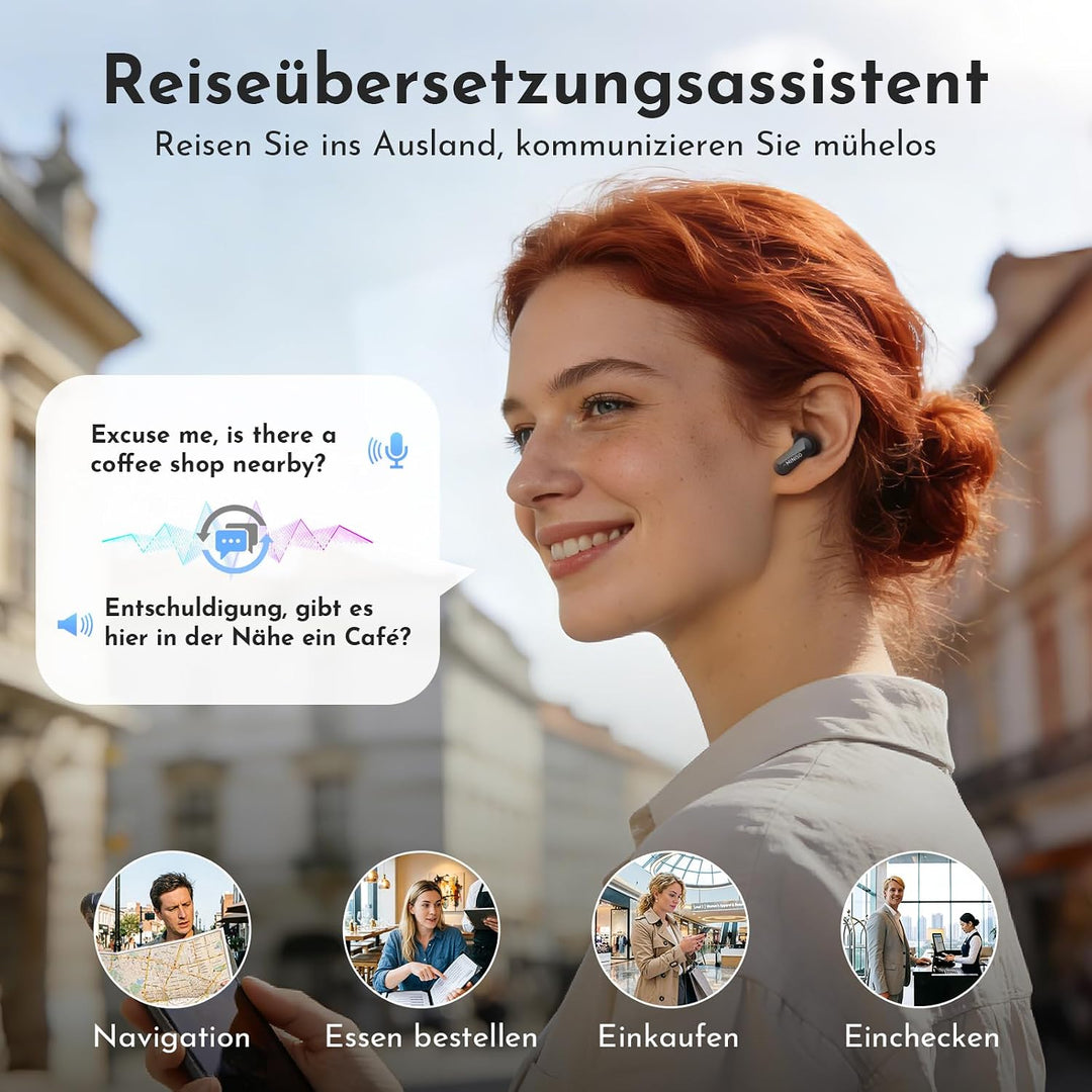 MINISO MS119 KI Übersetzer Kopfhörer, 3-in-1 Übersetzungskopfhörer in Echtzeit, 165 Sprachen &amp; 9 Übe
