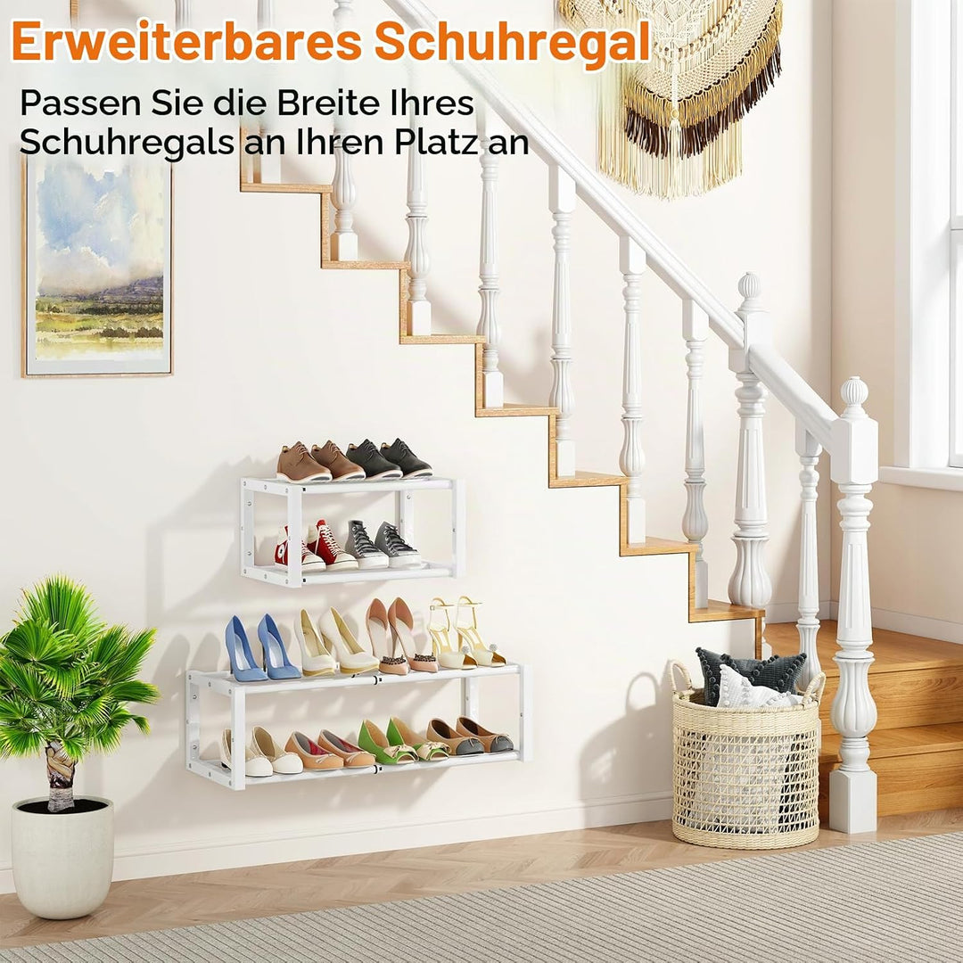 IBUYKE 2 Stück Schuhregal Wandmontage, 41-73cm Ausziehbares Hängendes Schuhständer für 12-16 Paar Sc
