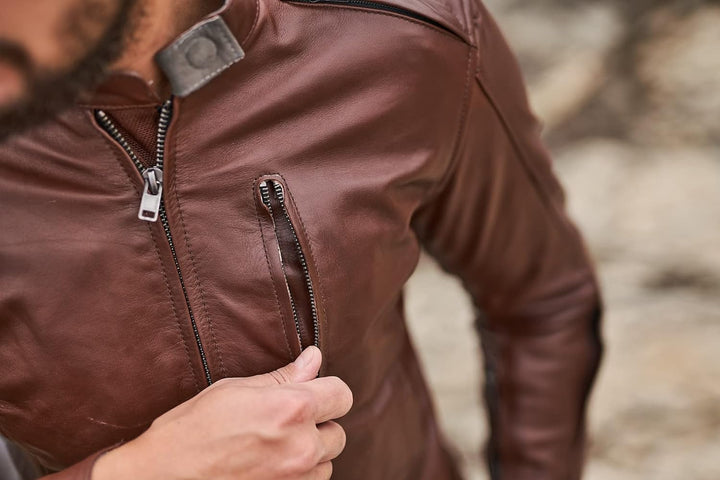 SHIMA HUNTER Motorradjacke Herren | Vintage Biker-Lederjacke Belüftet mit CE Rücken, Schulter und El