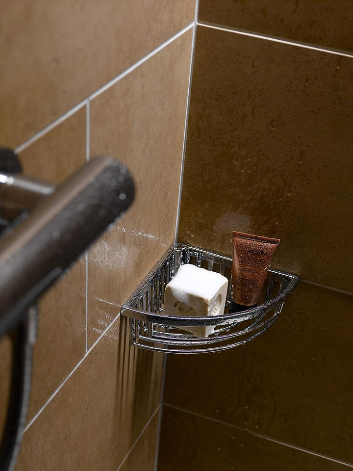 Keuco Eck-Duschkorb aus Metall hochglanz-verchromtes Gitter, abnehmbar, verdeckte Befestigung, 26x7,