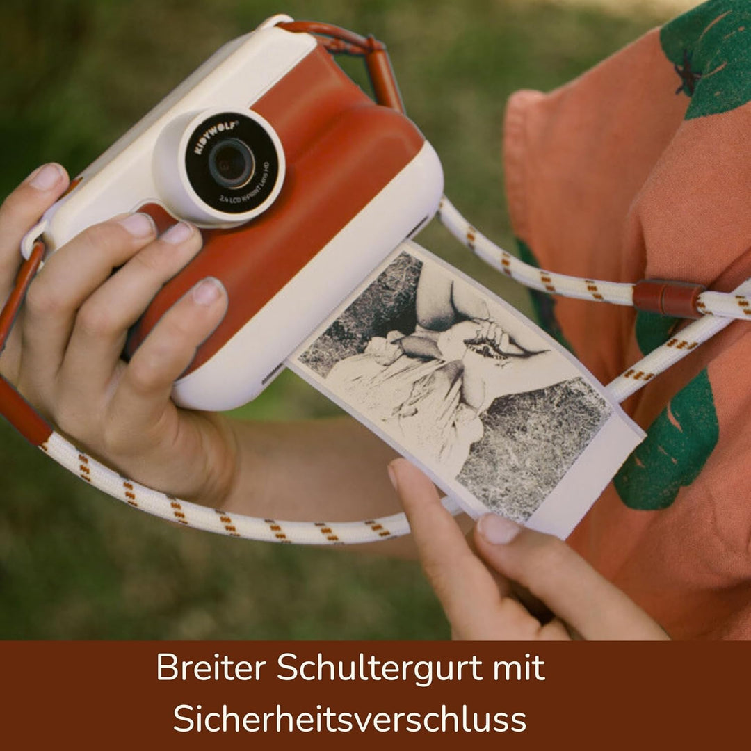 KIDYWOLF - K-Print Rot - Sofortbildkamera für Kinder ab 8 Jahren - Thermodruck ohne Tinte - Fotoverg