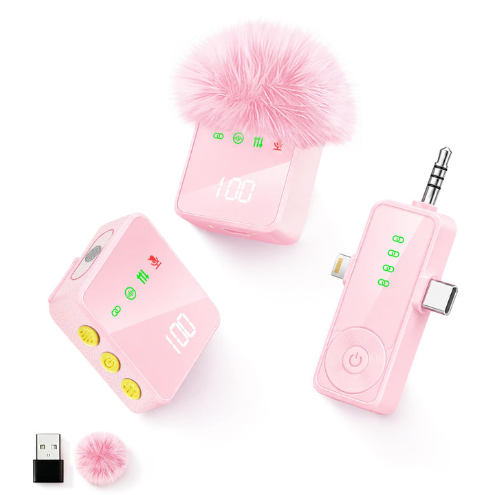Kabelloses Lavalier-Mikrofon für iPhone, Android und Kameras–Mini-Mikrofon mit digitaler Anzeige und