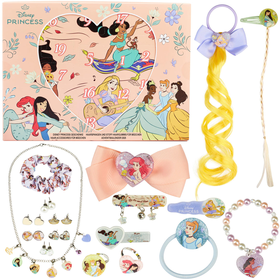 Get Trend Disney Prinzessinnen Adventskalender 2025 Mädchen, Haarschmuck & Schmuck, Weihnachts Count