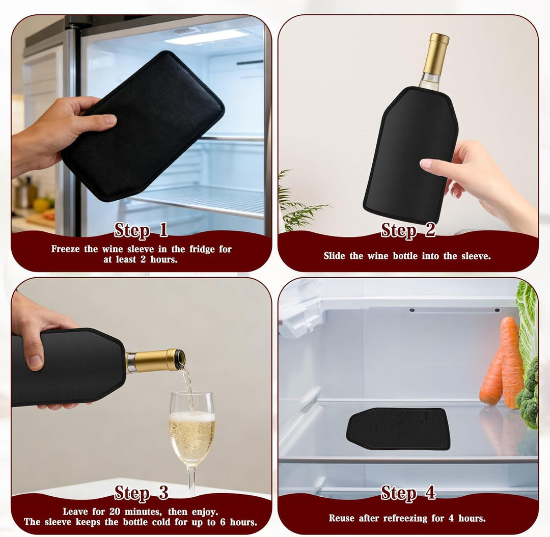 Weinkühler Manschette, 2 Stück Kühlmanschette Wein Wiederverwendbarer Weinflaschenkühler Manschette