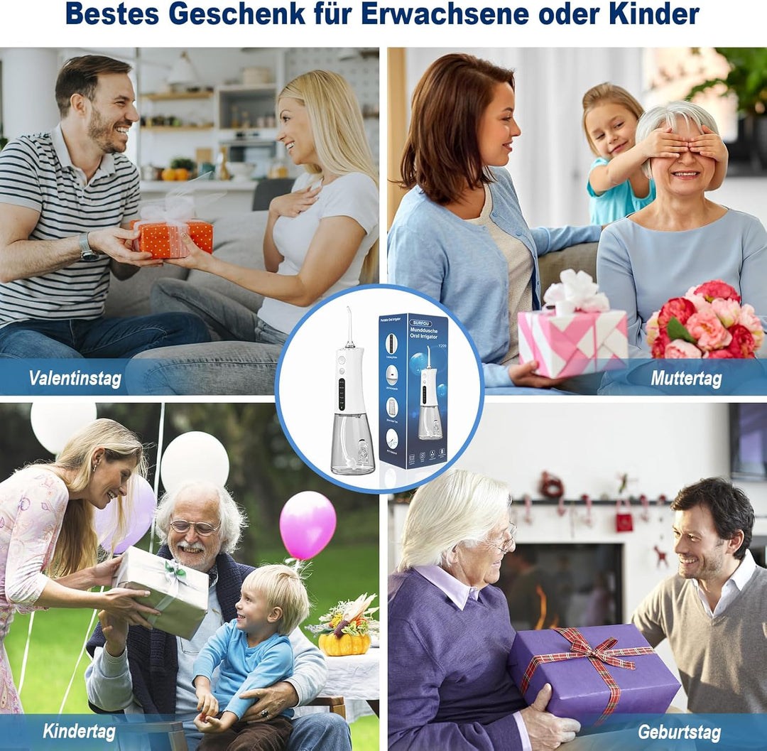 SURFOU Munddusche Kabellos Water Flosser for Teeth, Elektrische Wasserflosser für Zähne Oral Irrigat