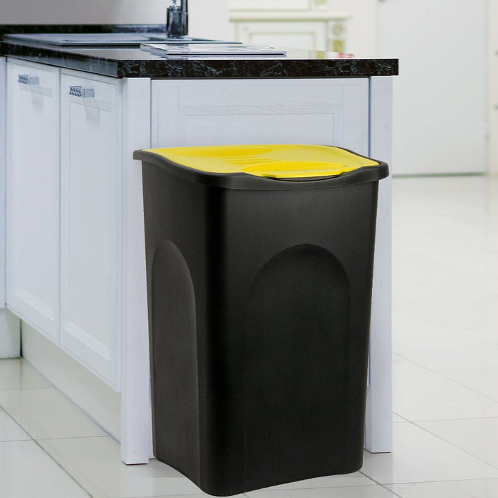 Stefanplast® Mülleimer mit Deckel 50L Abfalleimer Geruchsarm Küche Bad Biomüll Gelber Sack Kunststof