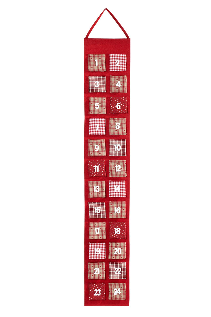 Heitmann Deco 91561 Adventskalender aus Filz zum Befüllen, rot, Stoff, 39 x 23 x 3,5 cm, Rot