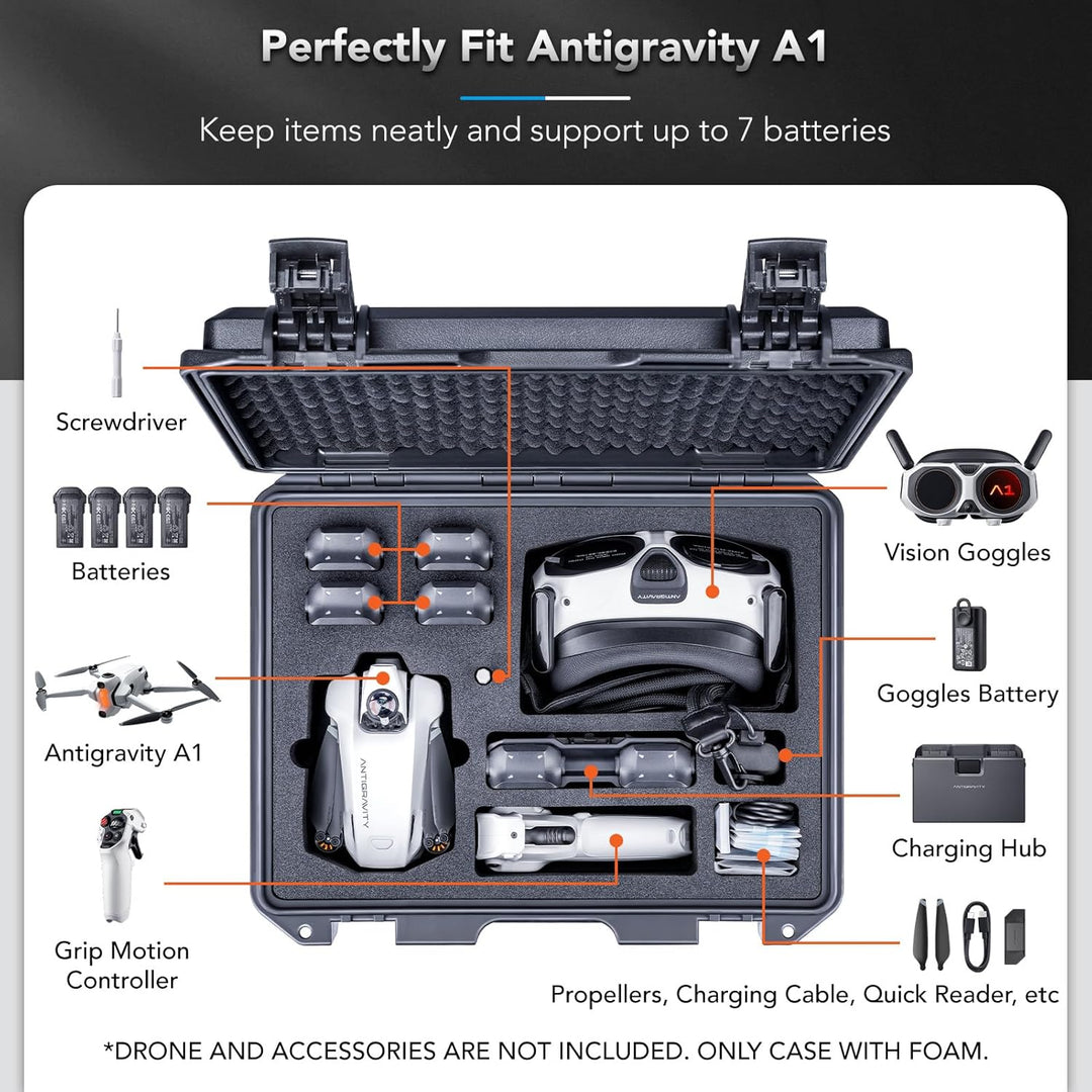 Lykus Titan AA100 Wasserdicht Tasche/Koffer/Case für Antigravity A1 Drone Bundles,Unterstützt 7 Akku