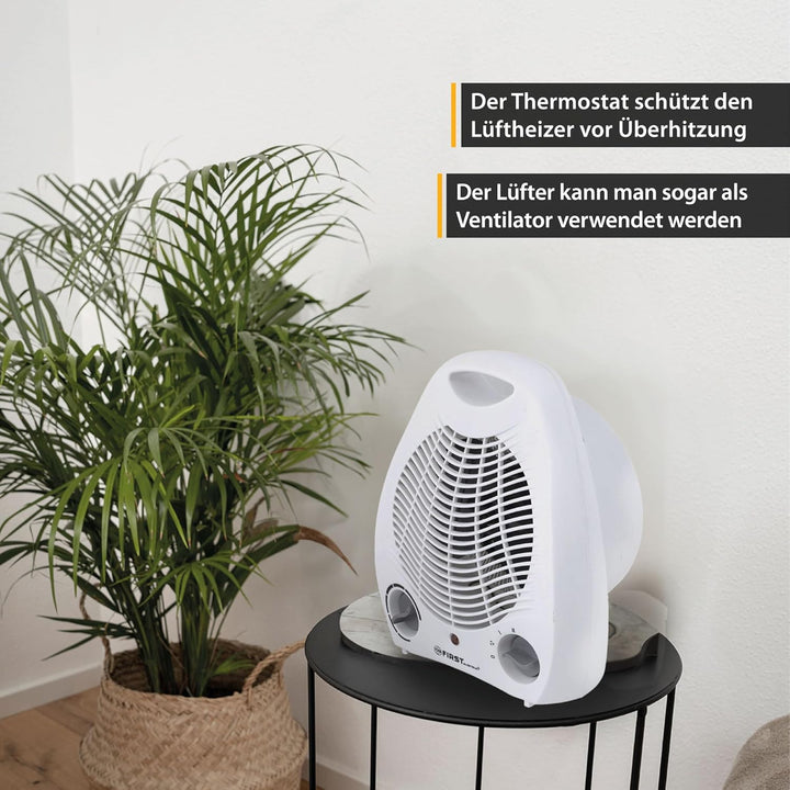 TZS First Austria Heizlüfter, 1000/2000W, 2 Heizstufen, Thermostat, Überhitzungsschutz, separater Lü
