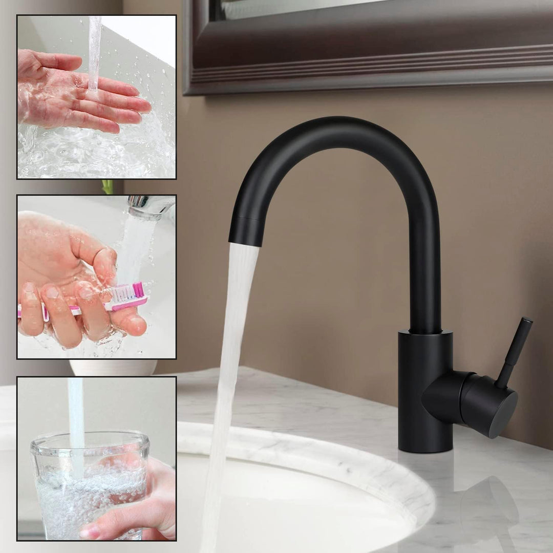 Wasserhahn Bad Waschtischarmatur Waschbecken - Armatur Schwarz Warm- und Kaltwasserhahn 360° Drehbar