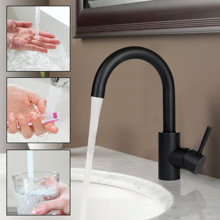 Wasserhahn Bad Waschtischarmatur Waschbecken - Armatur Schwarz Warm- und Kaltwasserhahn 360° Drehbar